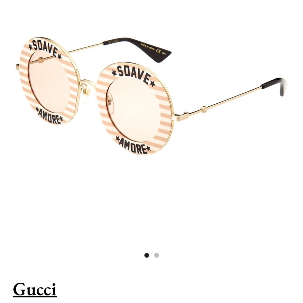 Gucci Women's Soave Amore Striped Round Acetate Sunglasses - Brand New with case - Picture 14 of 16